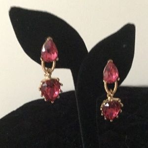 Oscar de la Renta Fuchsia and Gold tone Earrings